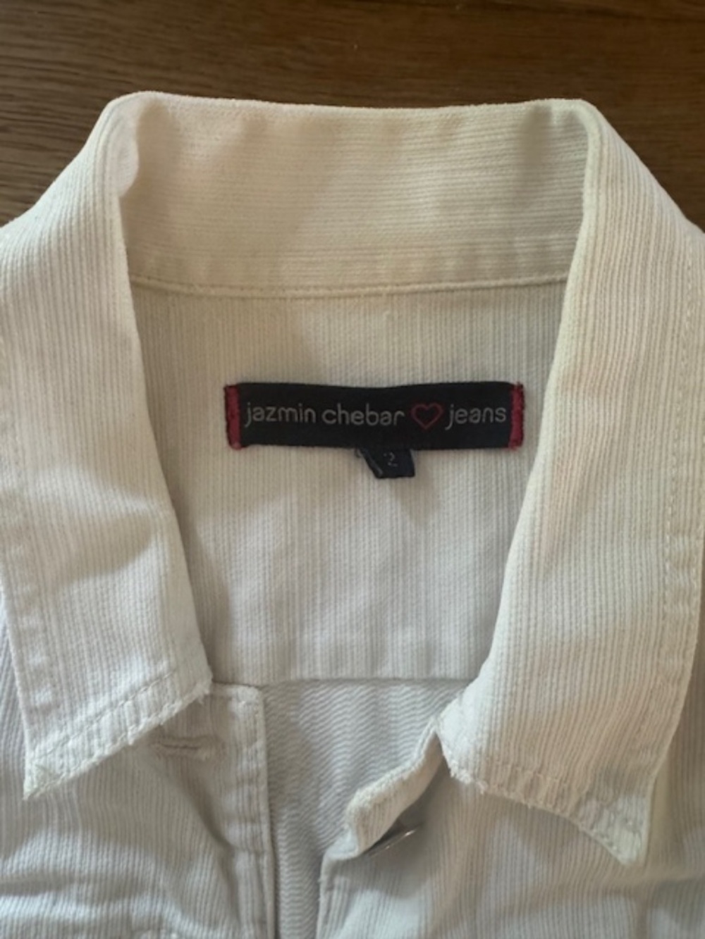Jazmin Chebarr white denim jacket. Size 2 (S/M) - Picture 4 of 5